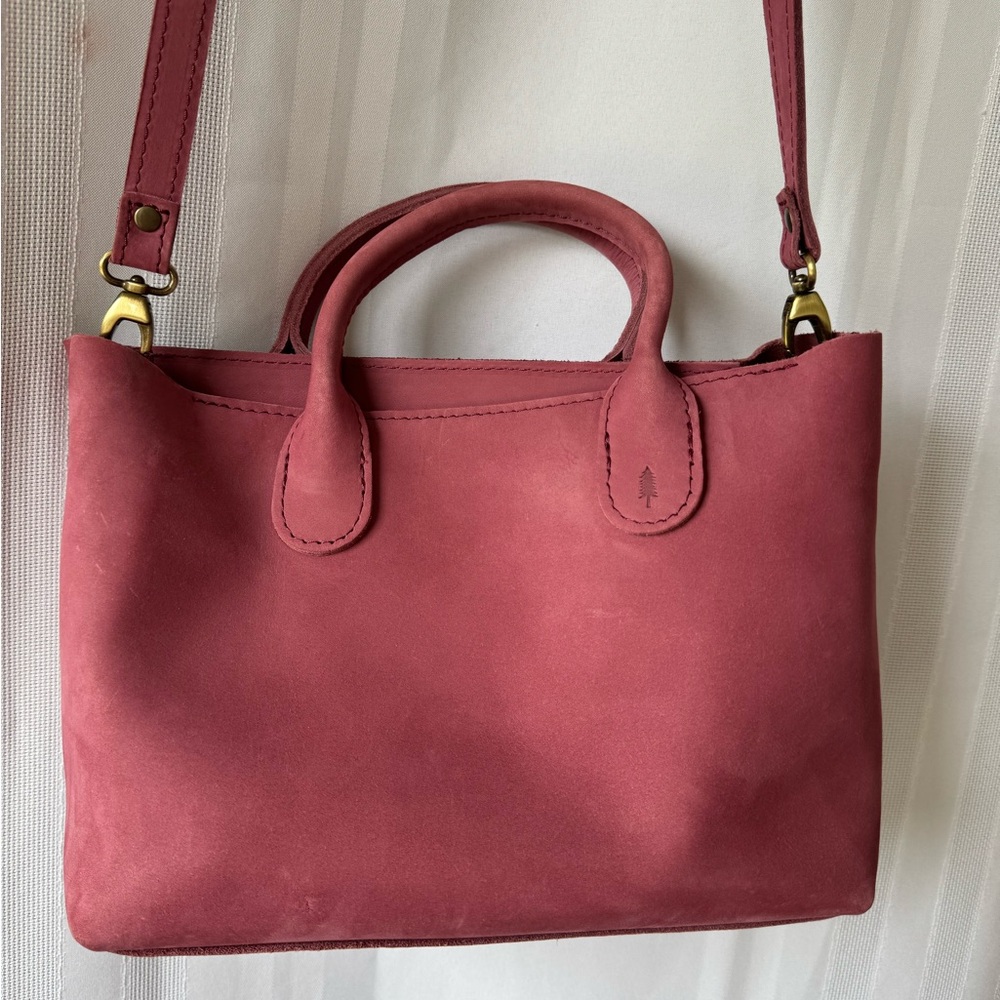 Portland Leather Goods PLG Foxglove Brushed Leather Rainstorm Zip Zipper EUC - Picture 3 of 8